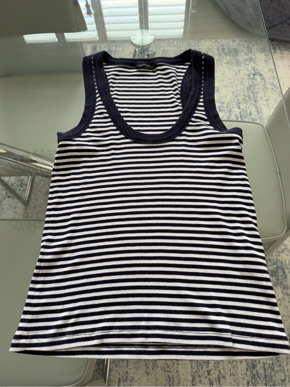Banana Republic Navy & White Striped Tank Top Large